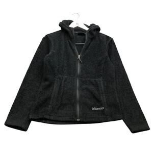 Marmot Sherpa Hoodie Jacket Women's Medium Embroidered Full Zip Black